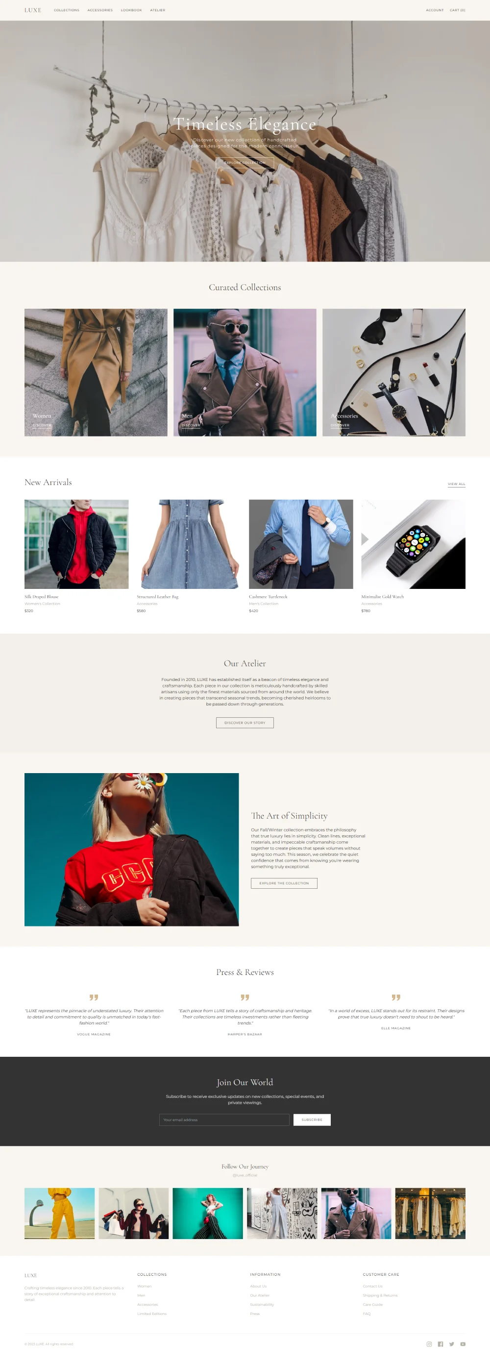 Responsive fashion website design - Luxury Fashion Brand