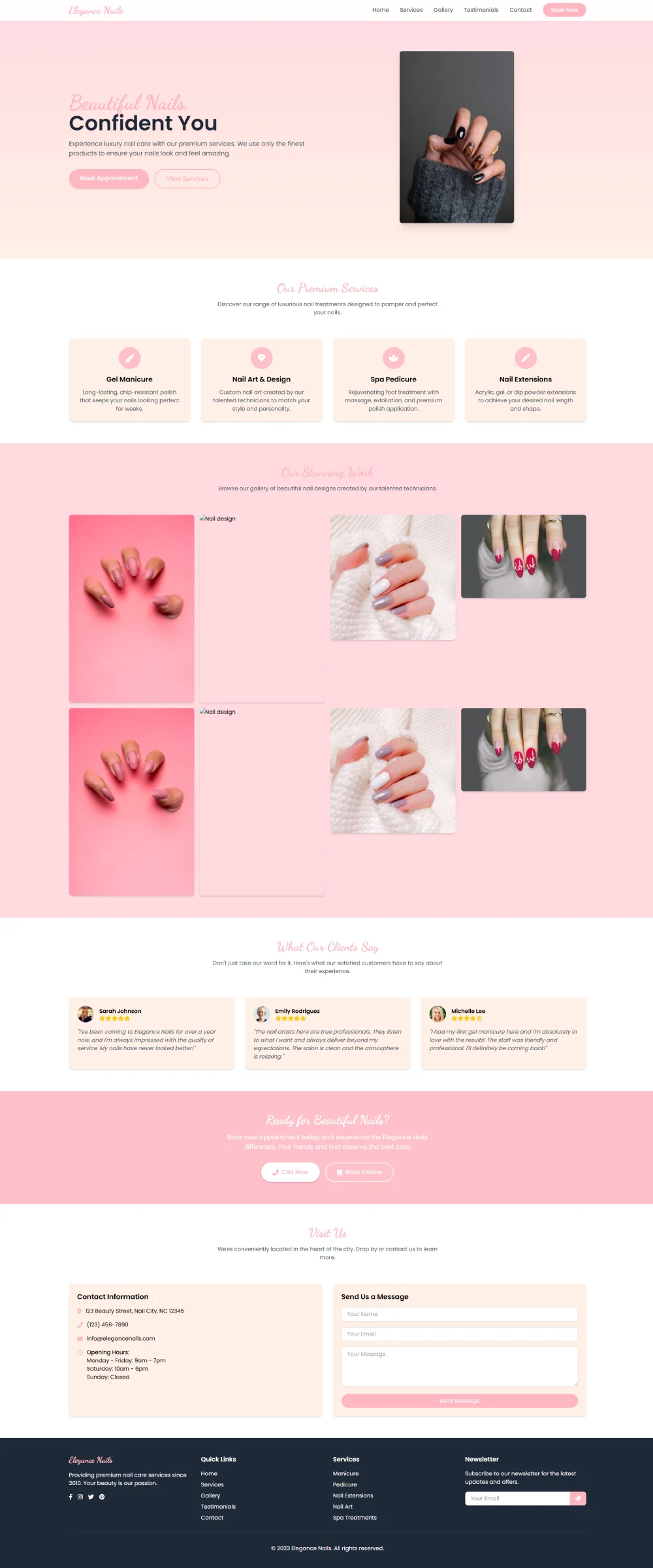 Responsive beauty & wellness website design - Luxury Nails Salon