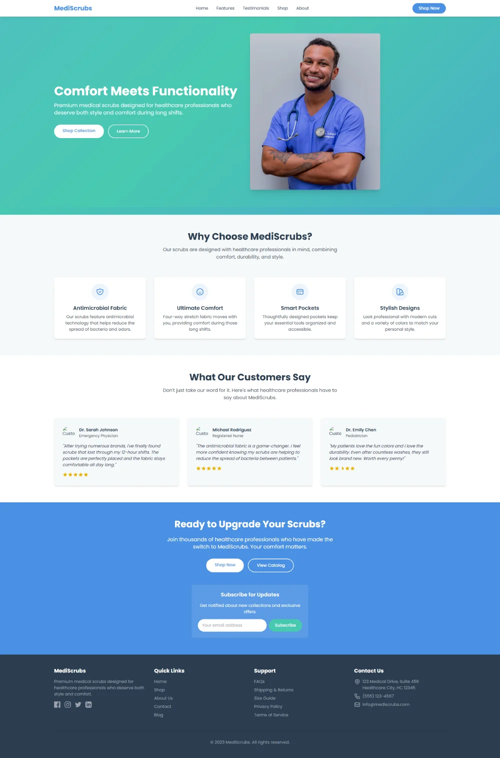 Responsive e-commerce website design - Medical Scrubs Store